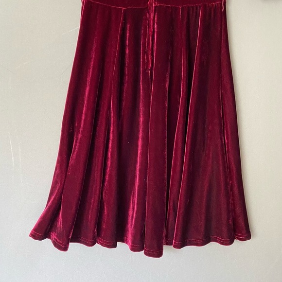 Unique Vintage Burgundy Velvet Flare Dress 3/4 Sleeve sz S Red Holiday Party - Picture 9 of 9